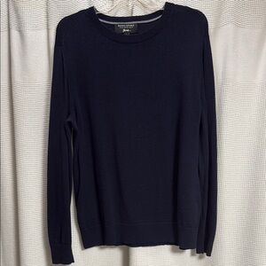 Banana Republic Dark Blue Merino Sweater SZ L Navy Crew preppy work GUC casual